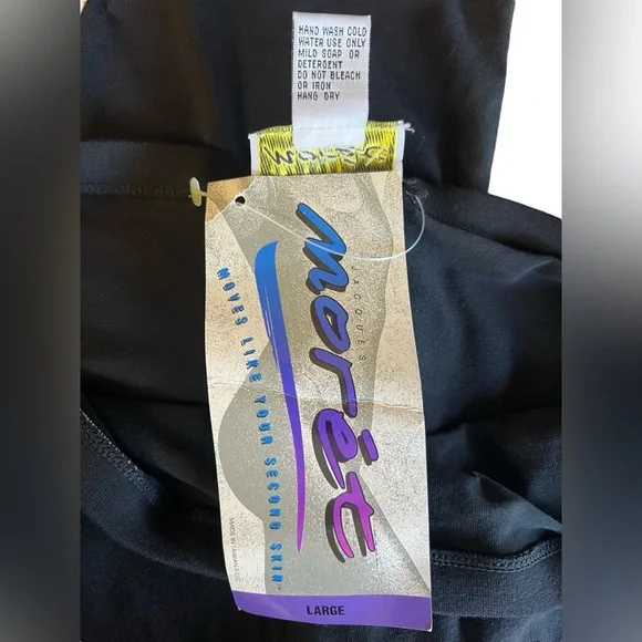 NWT VTG JACQUES MORET Black Capri Graffiti-Print Leggings 80s 90s Y2K High-Rise - Picture 8 of 8